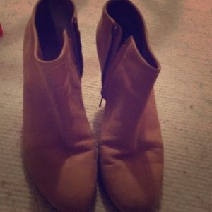 High heel camel ankle booties